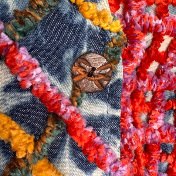 Vintage Minnie's Closet Chenille Jacket Art to Wear Artsy BOHO Women's Size XL - Picture 3 of 8